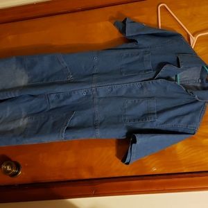 All denim 1 piece jumpsuit.